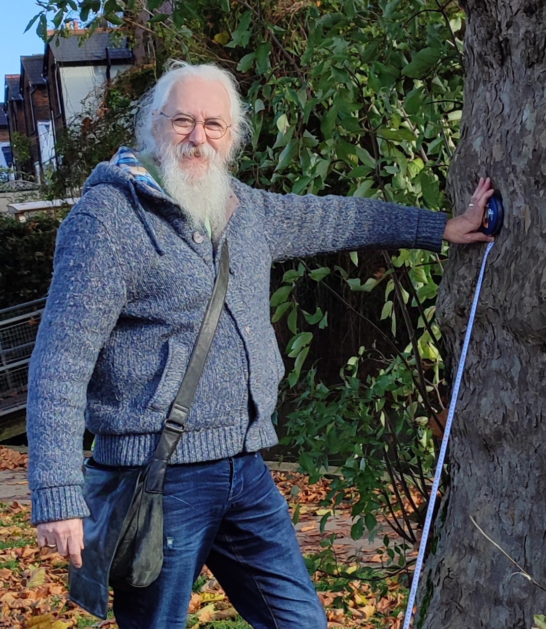 Chris checking on notable tress in Dorking